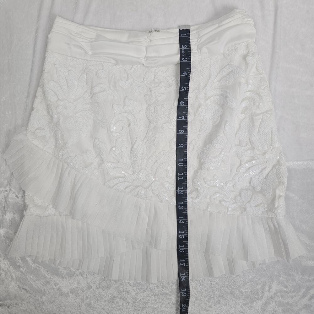 Naked Wardrobe The Statement White Sequin Ruffle Mini Skirt Women's Size M NWOTF - Picture 15 of 15
